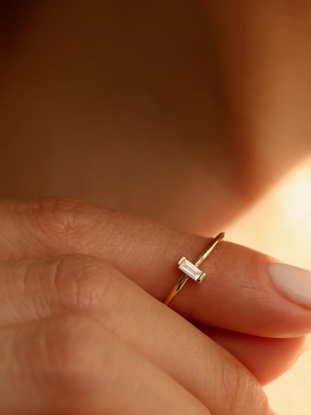 Baguette Ring on finger