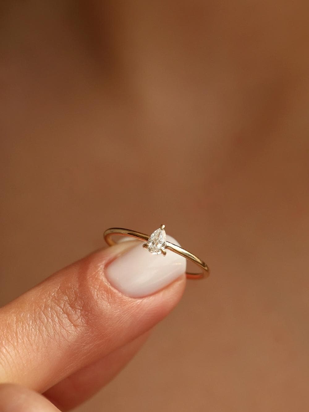 Classic Pear Cut Ring on finger