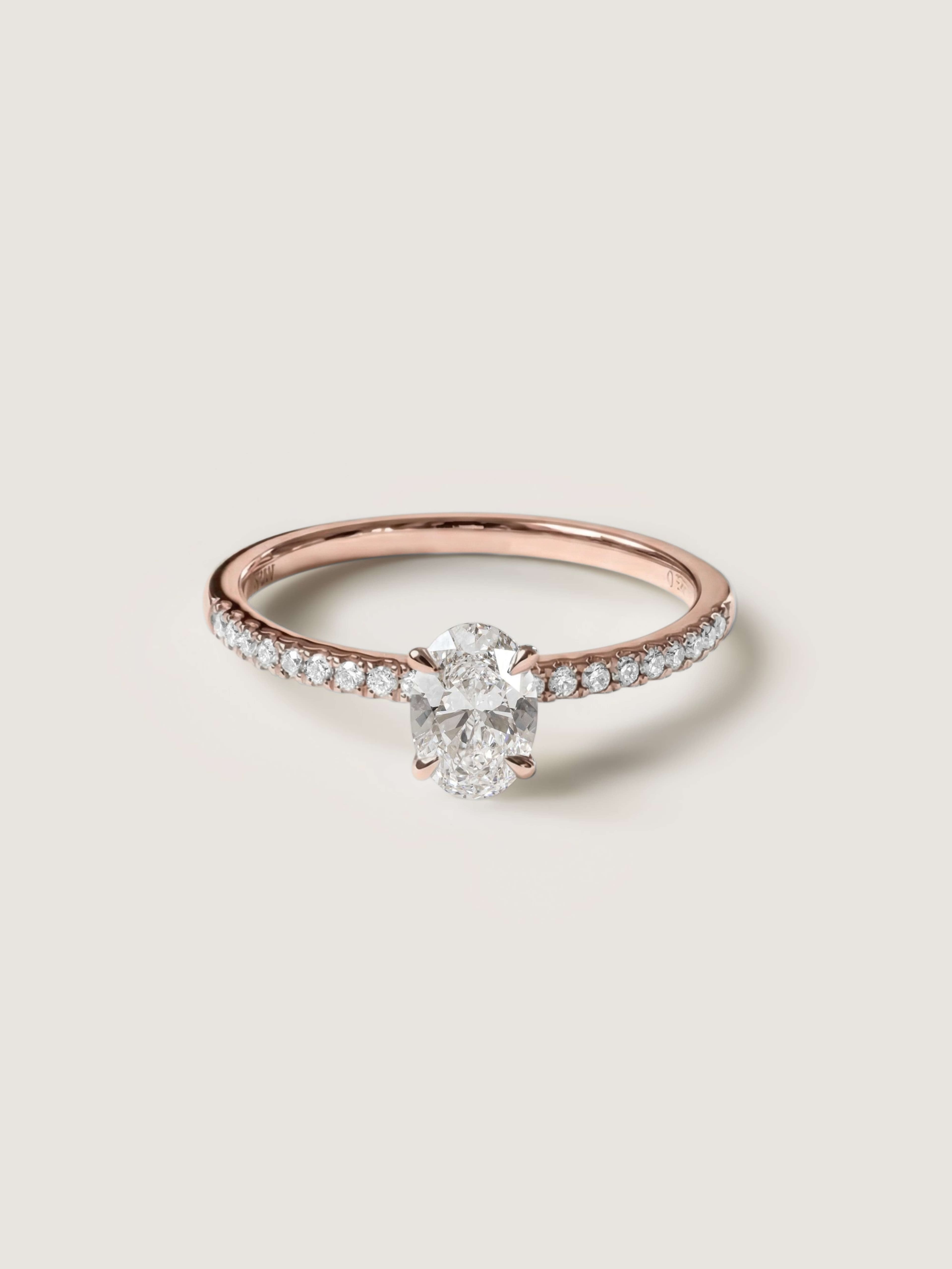 Pavé Oval Cut Ring in rose gold