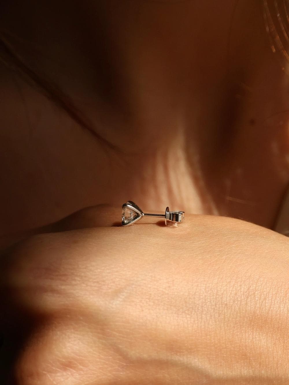 Round Brilliant Stud Earrings worn